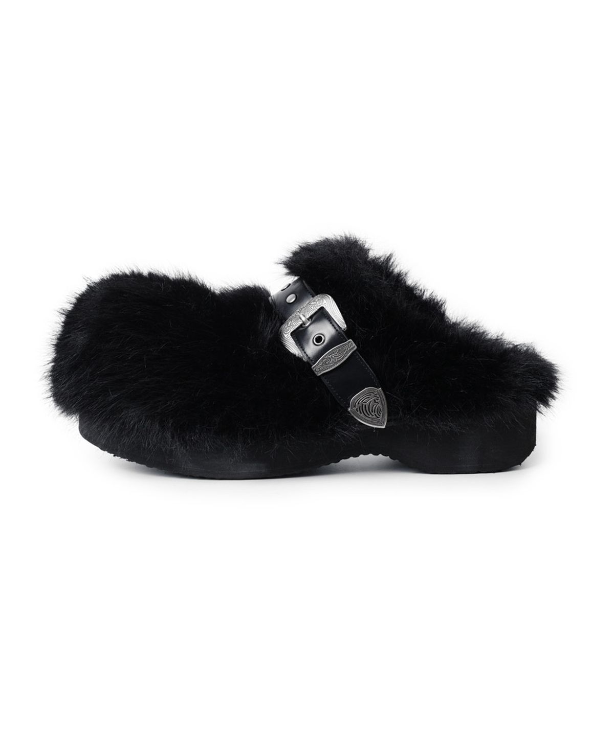 레씨토(LECYTO) Buckle Fur Clog_[Black]