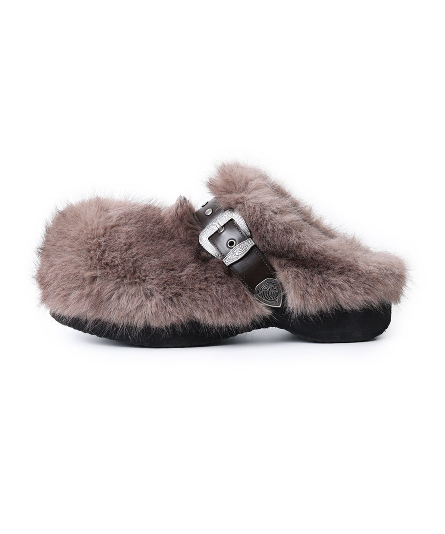 ★早期完売★LECYTO★Buckle Fur Clog ★日本未入荷★大人気★ MUSINSA公式 | LECYTO Buckle Fur Clog_[Gray]