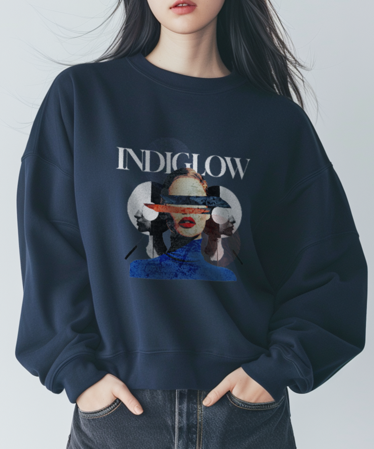 인디글로우(INDIGLOW) 그래픽 아트 빈티지 여성 맨투맨 스웨트 셔츠