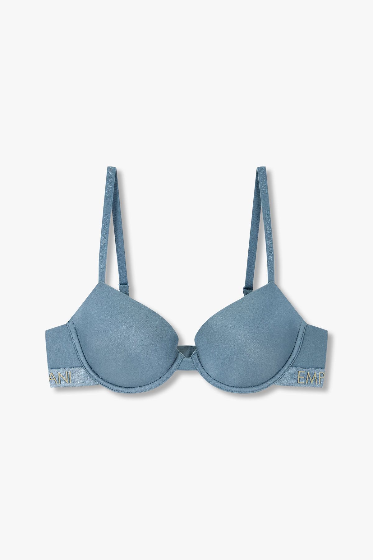 엠포리오 아르마니 언더웨어(EMPORIO ARMANI UNDERWEAR) 여성 빅 로고 밴딩 볼륨 푸쉬업 브라_블루 0824385526