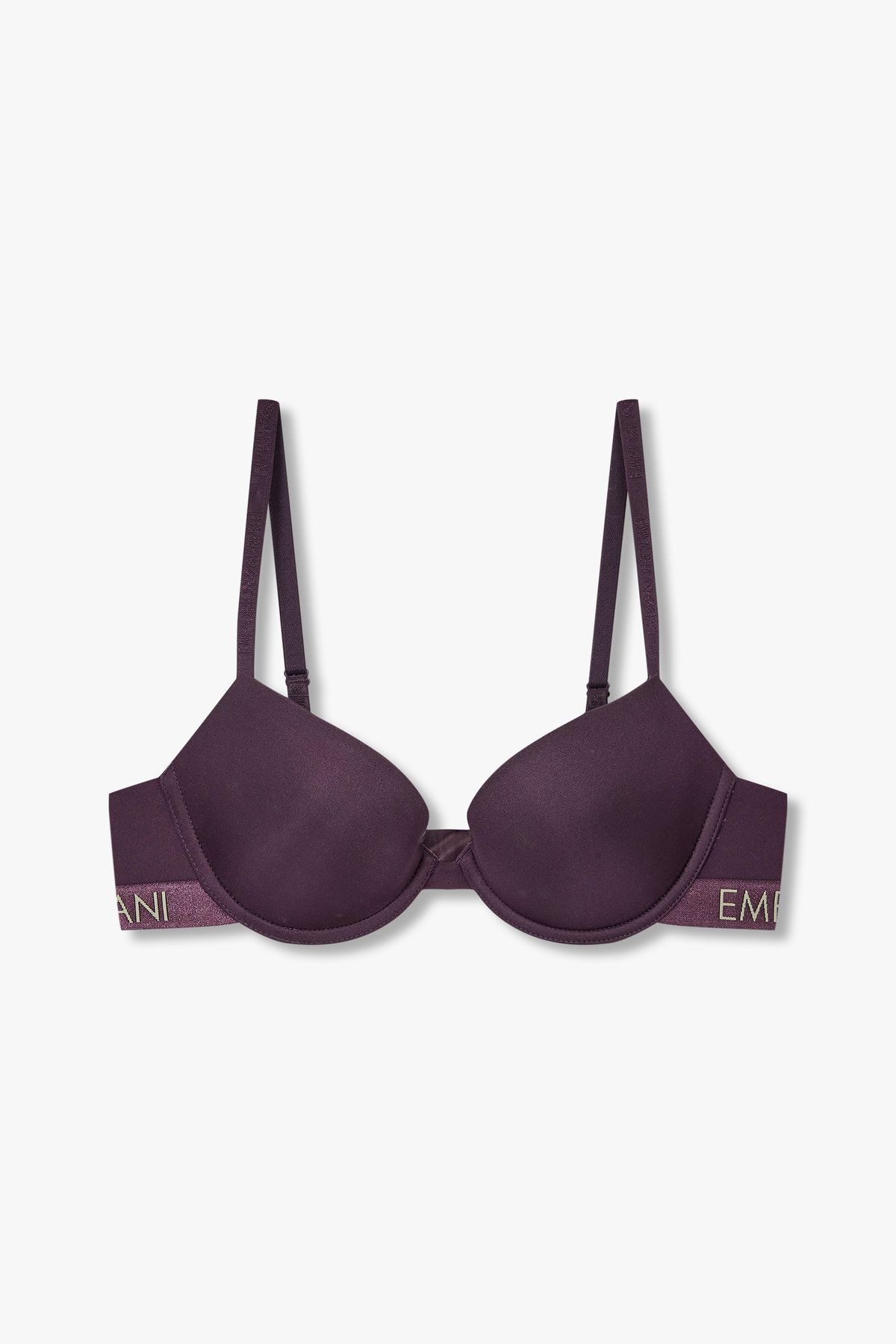 엠포리오 아르마니 언더웨어(EMPORIO ARMANI UNDERWEAR) 여성 빅 로고 밴딩 볼륨 푸쉬업 브라_다크 퍼플 0824385527