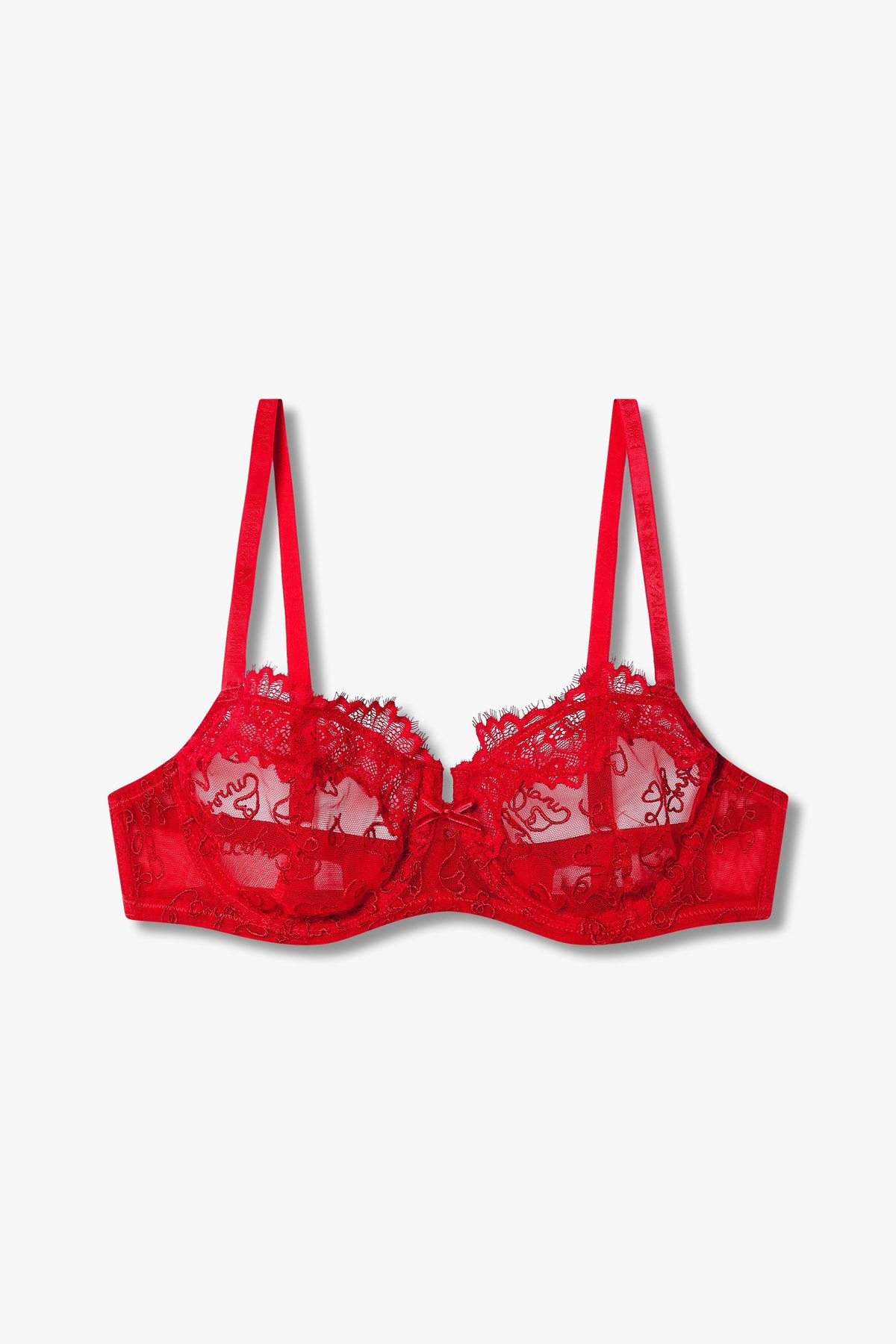 엠포리오 아르마니 언더웨어(EMPORIO ARMANI UNDERWEAR) 여성 엠브로이더리 언더와이어 발코넷 브라_레드 0824382502