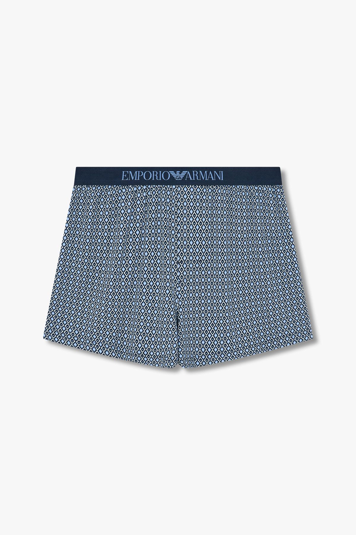 엠포리오 아르마니 언더웨어(EMPORIO ARMANI UNDERWEAR) 남성 패턴드 코튼 밴딩 트렁크_블루 0814312068