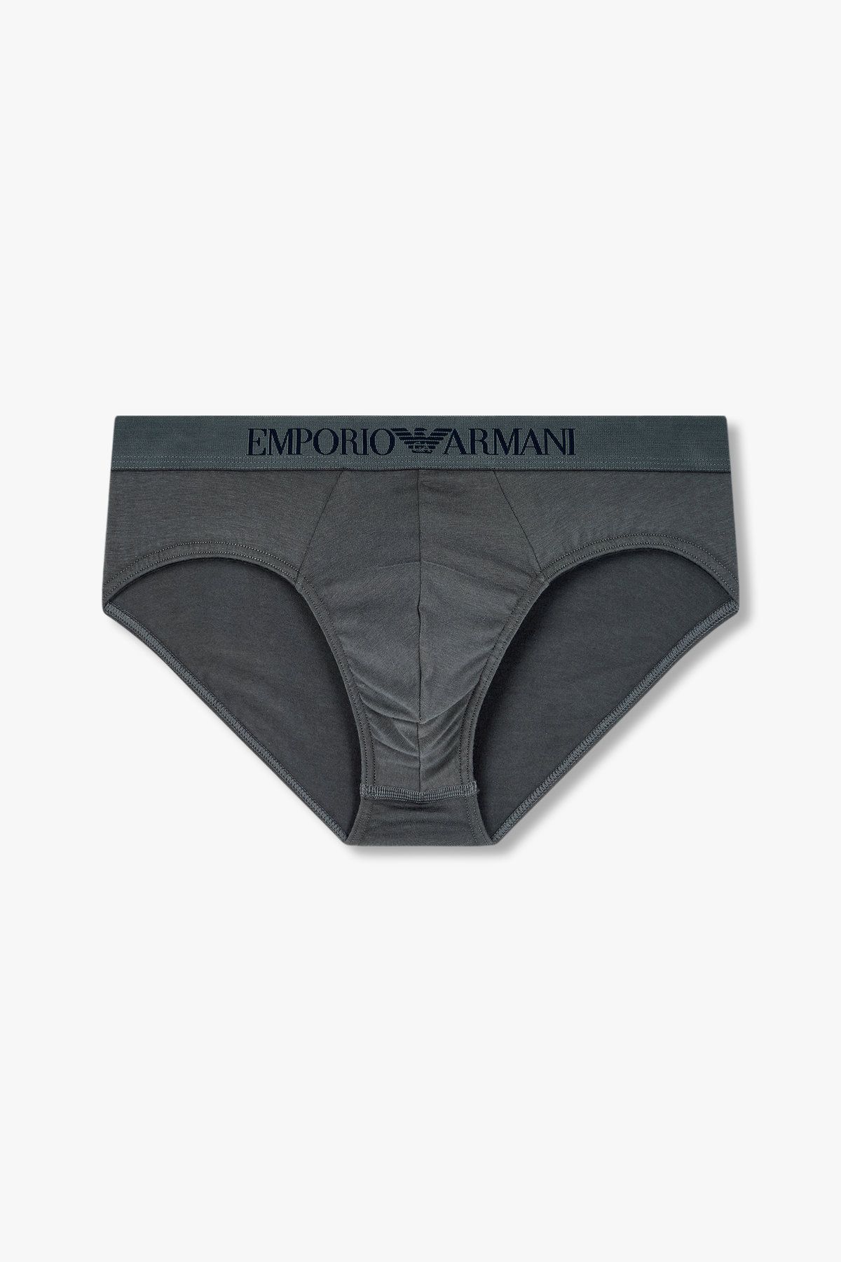 엠포리오 아르마니 언더웨어(EMPORIO ARMANI UNDERWEAR) 남성 로고 밴딩 솔리드 코튼 브리프_다크 그레이 0814311010