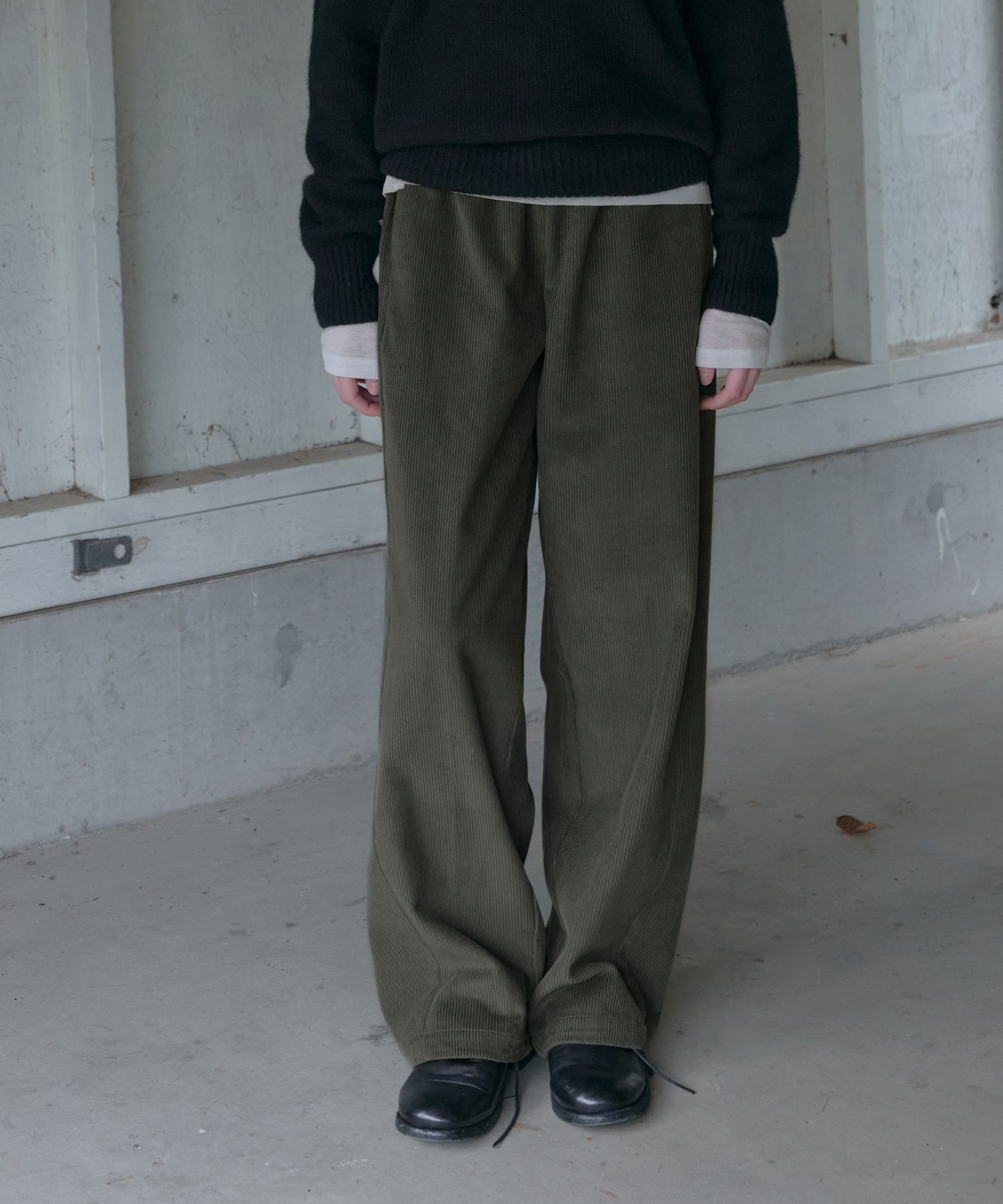 ★ POSZER★ Corduroy banding pants olive 244CDBPT033F MUSINSA公式 | POSZER Corduroy Banding Pants (Olive)