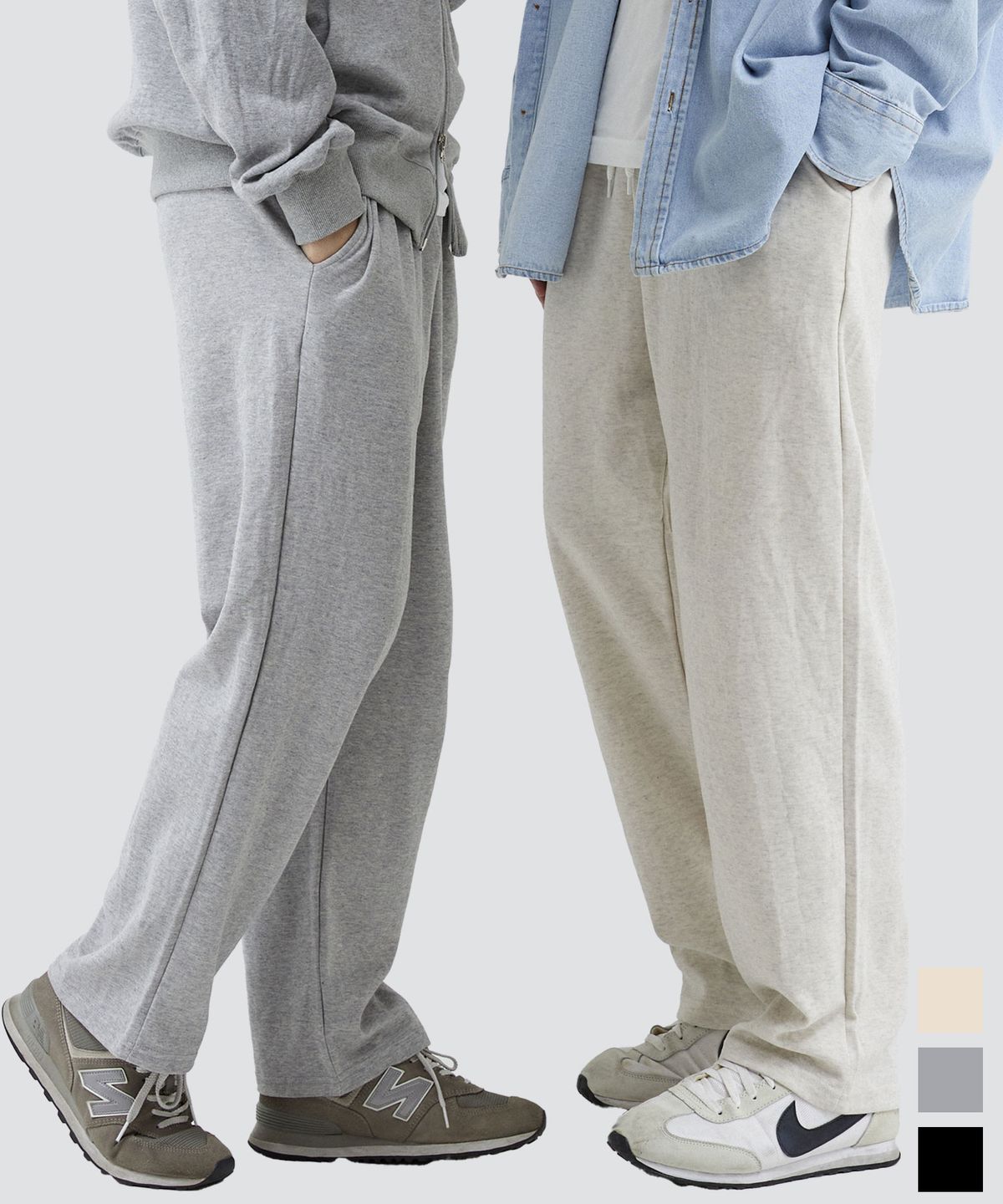 난데(NANDE) [2PACK] 세미와이드핏 트레이닝 일자 팬츠 밴딩 기모or논기모