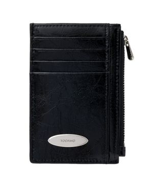 멀티 지퍼 동전 카드지갑 블랙 [소가죽]