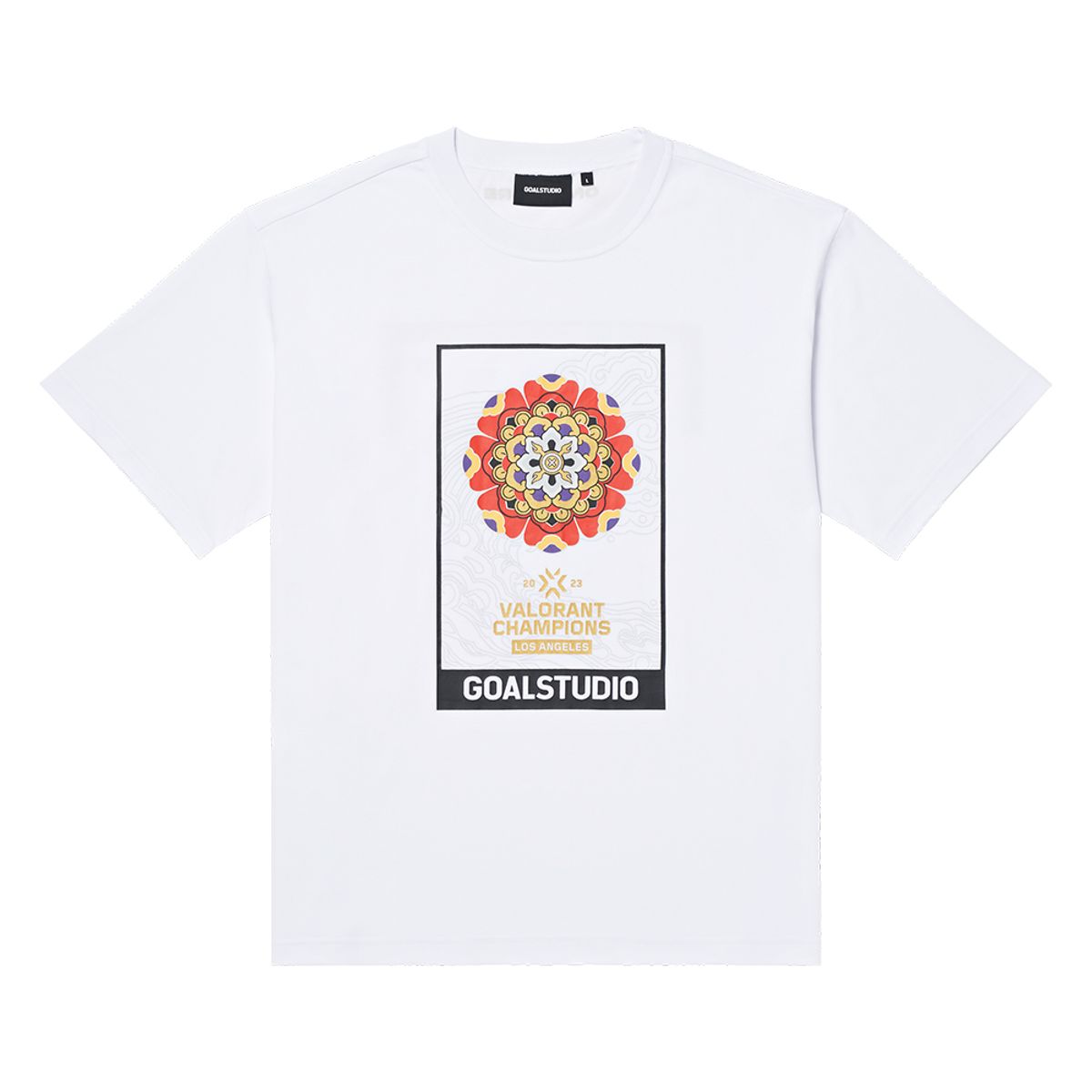 라이엇 스토어(RIOT STORE) 2023 발로란트 챔피언스 X GOALSTUDIO 반팔티 (화이트)