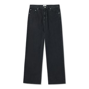 와이드 스트레이트 데미지 블랙 데님 팬츠