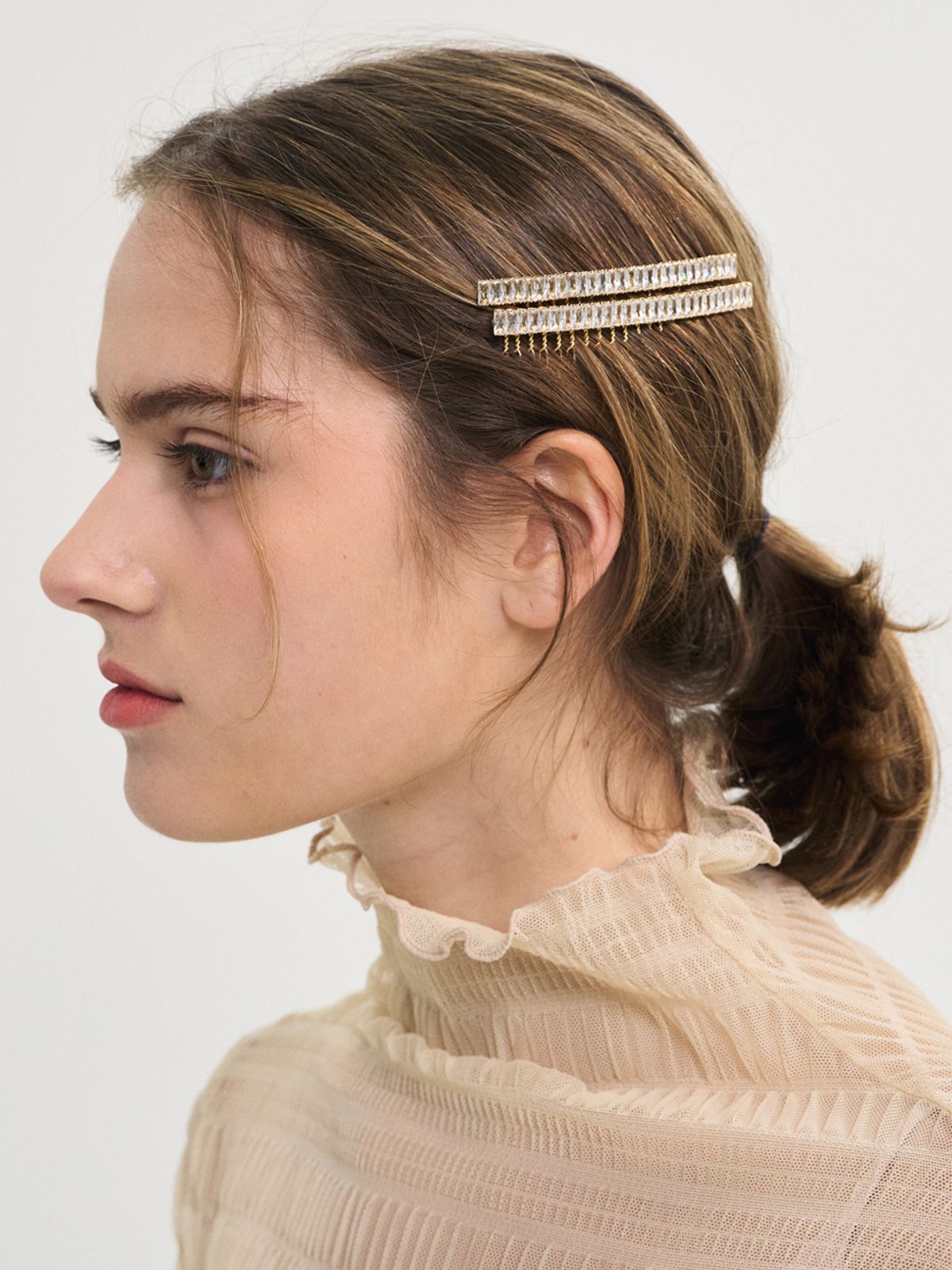 쏘리, 투 머치 러브(SORRY, TOO MUCH LOVE) Art Deco Square Jewel Comb Hairclip_Gold