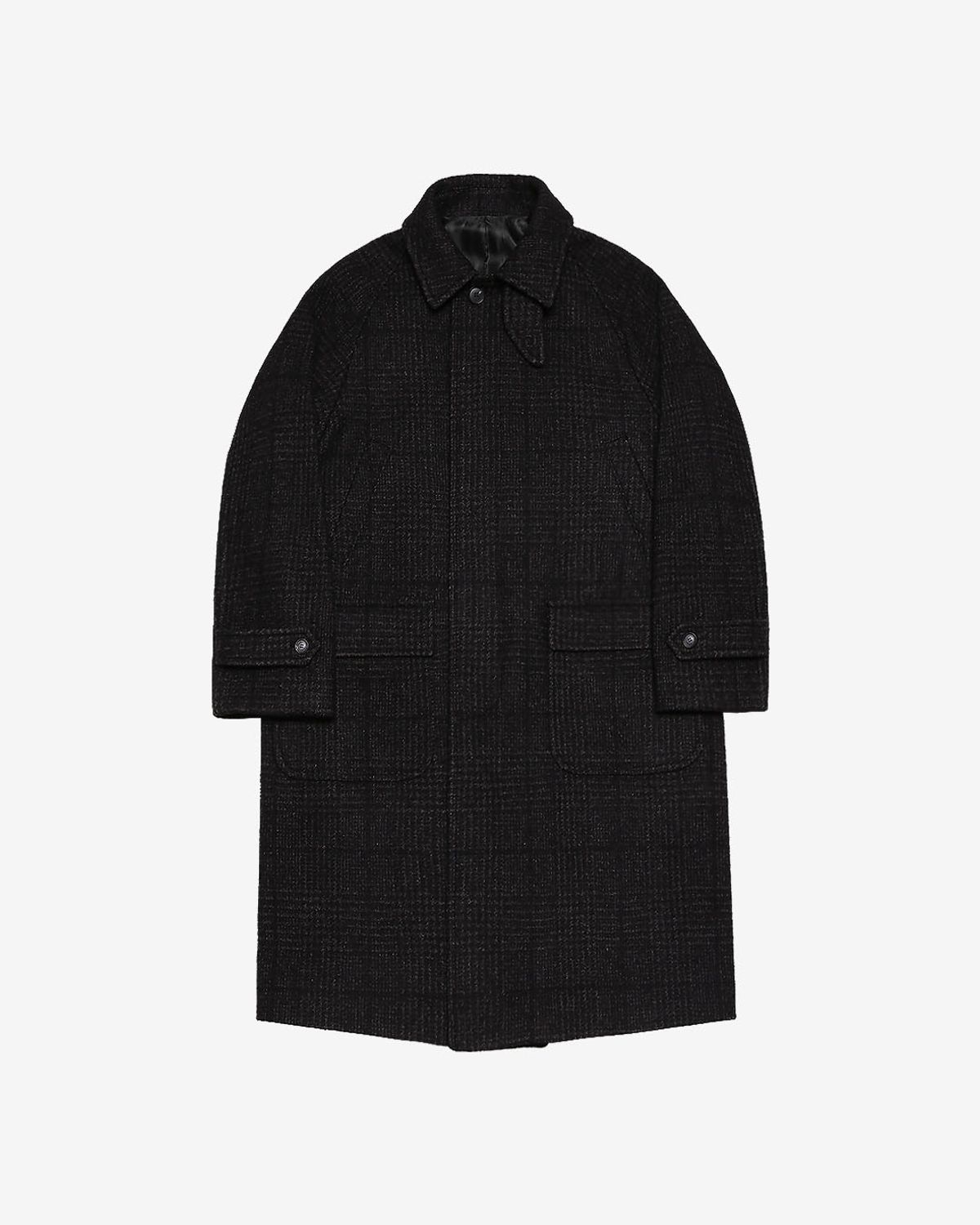 솔티(SORTIE) 170 Glen Check Wool Balmacaan Coat (Black)