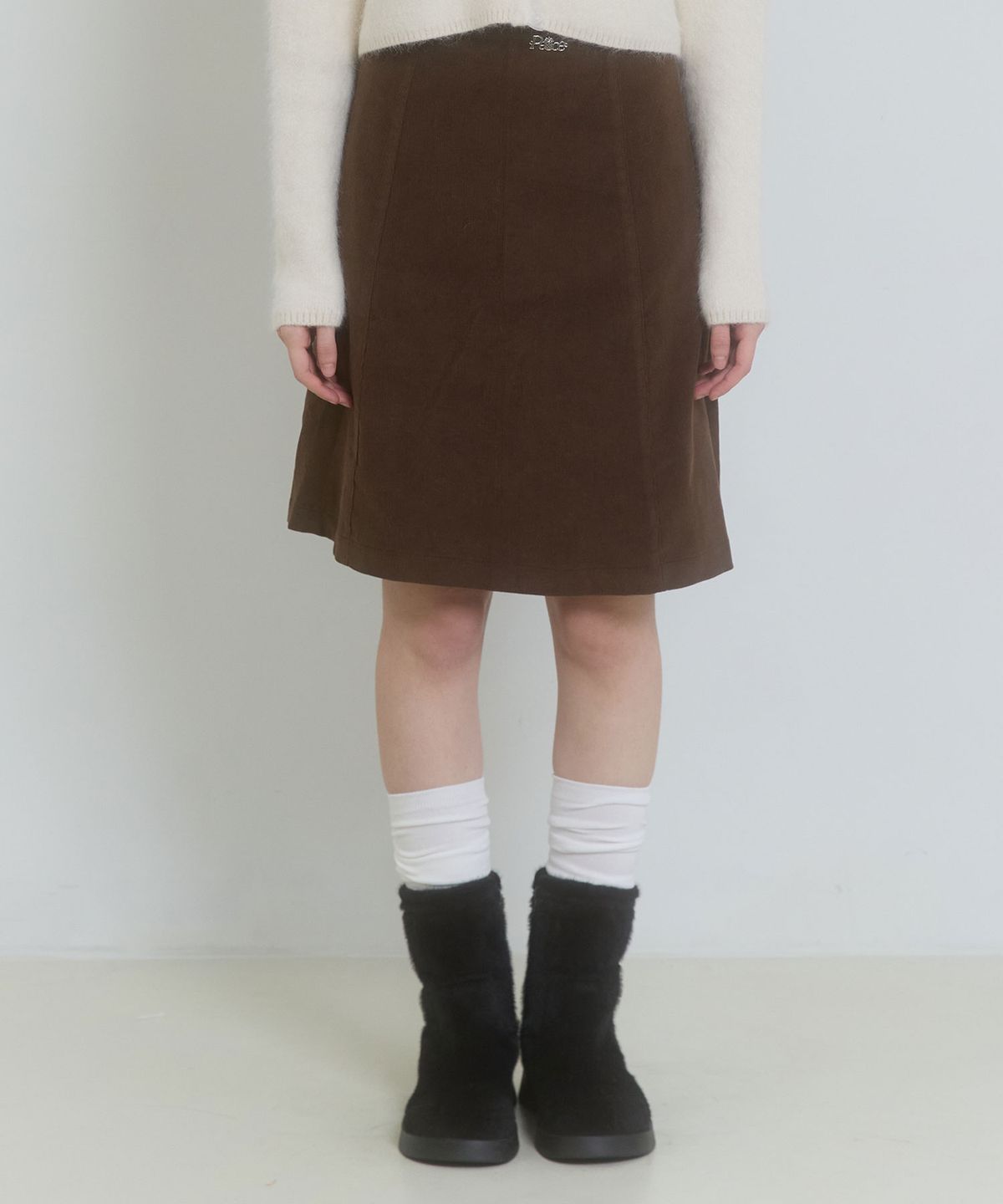 핑크파인애플(PINK PINEAPPLE) A-LINE CORDUROY SKIRT_BROWN