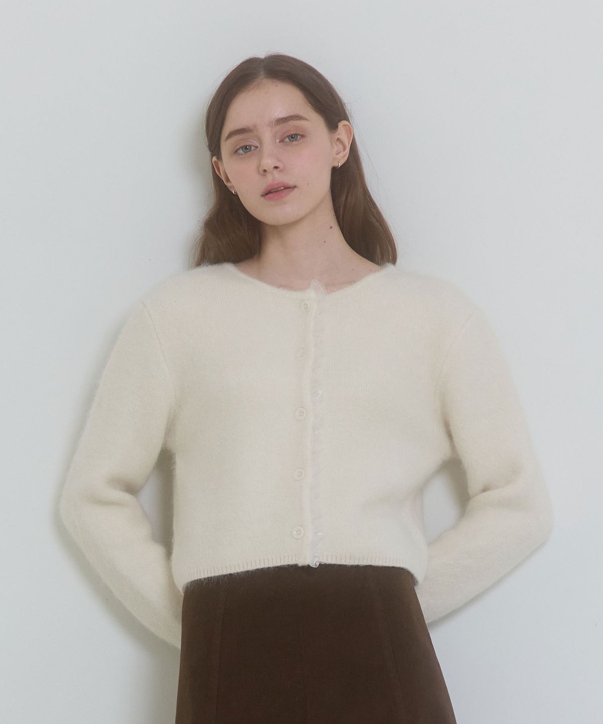 핑크파인애플(PINK PINEAPPLE) LACE FRILL CARDIGAN_IVORY