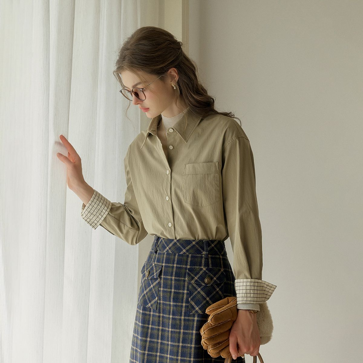 심플레트로(SIMPLE RETRO) SR_Casual check point shirt_2color
