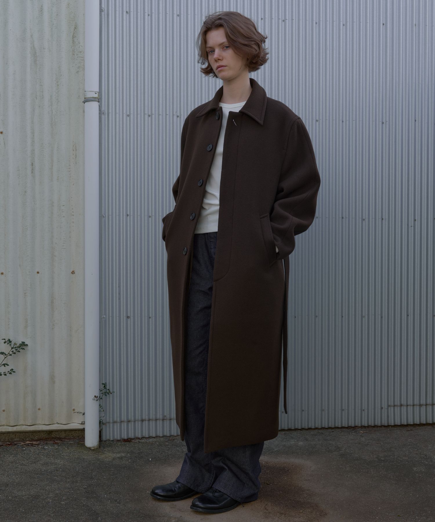 MUSINSA公式 | POSZER ヘリンボーンウールベルトコート（ブラウン）