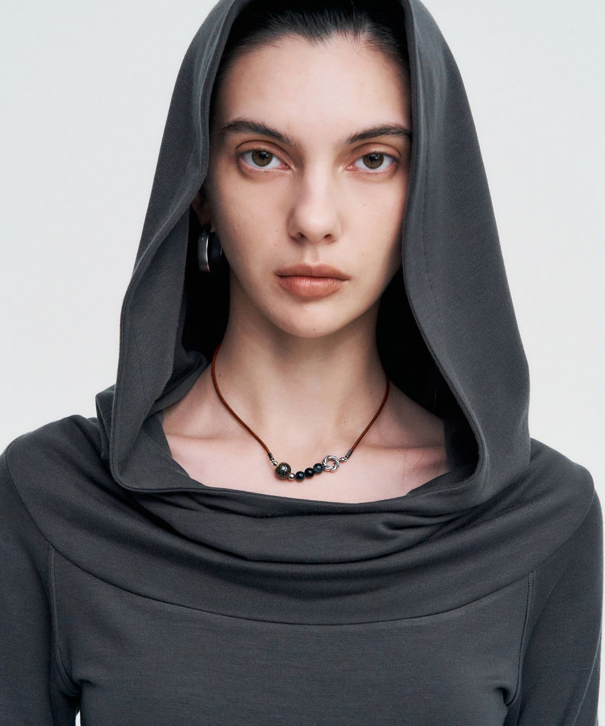 킴지수(KIMZISU) Stone Combi Necklace - Tigers Eye Loop _ BROWN