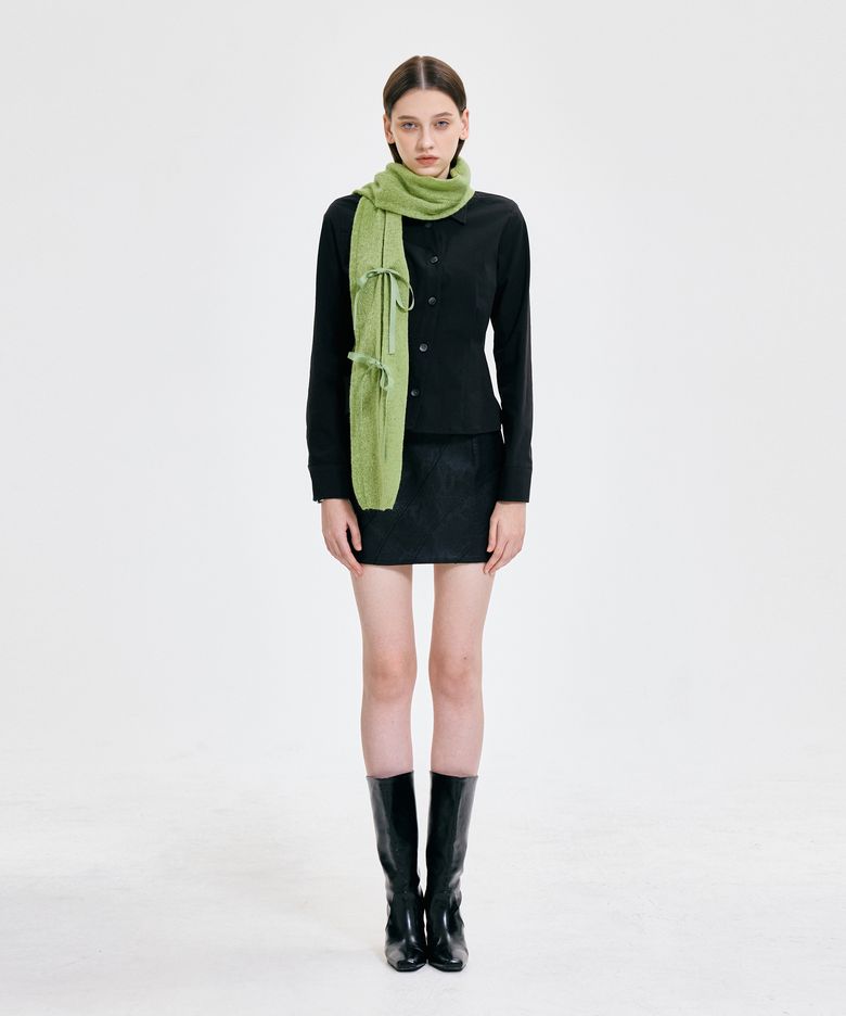Ribbon Tied Muffler _ GREEN