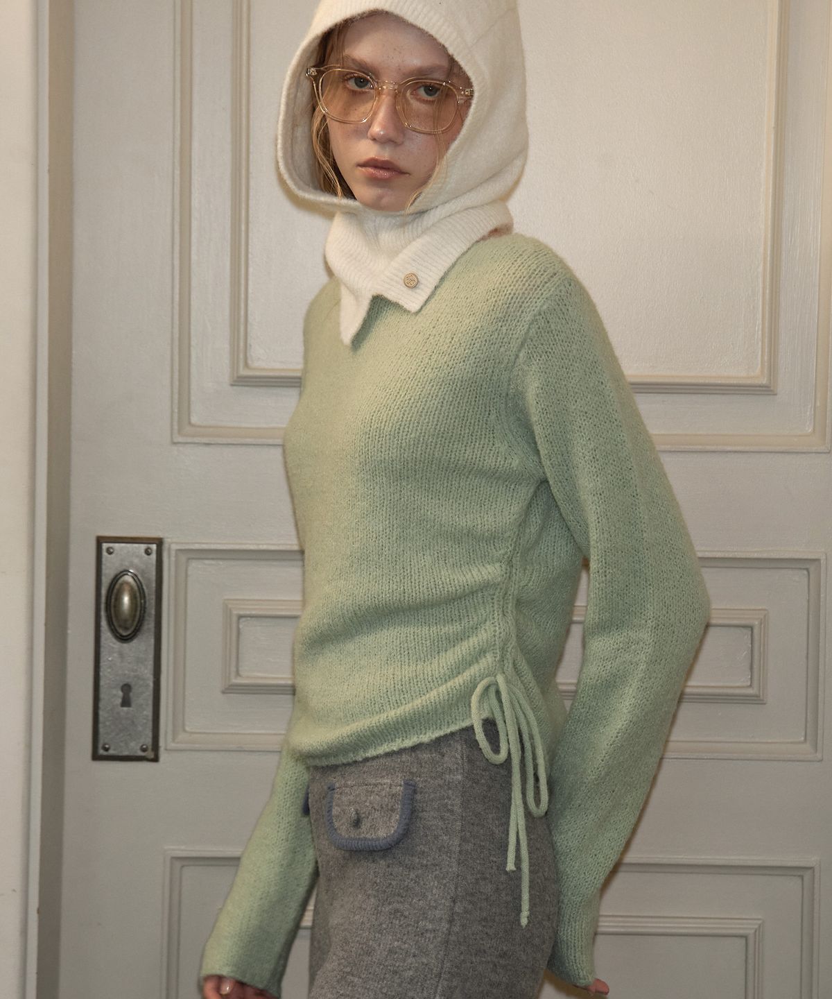 살롱 드 욘(SALON DE YOHN) Ribbon Shirring Knit_ Mint