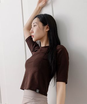 여성요가복 보트넥 코튼 탑 2TT4235