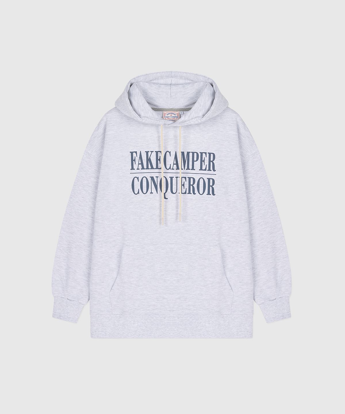 페이크캠퍼(FAKE CAMPER) 퀀커 레터링 로고 후드티셔츠  [M/GREY]