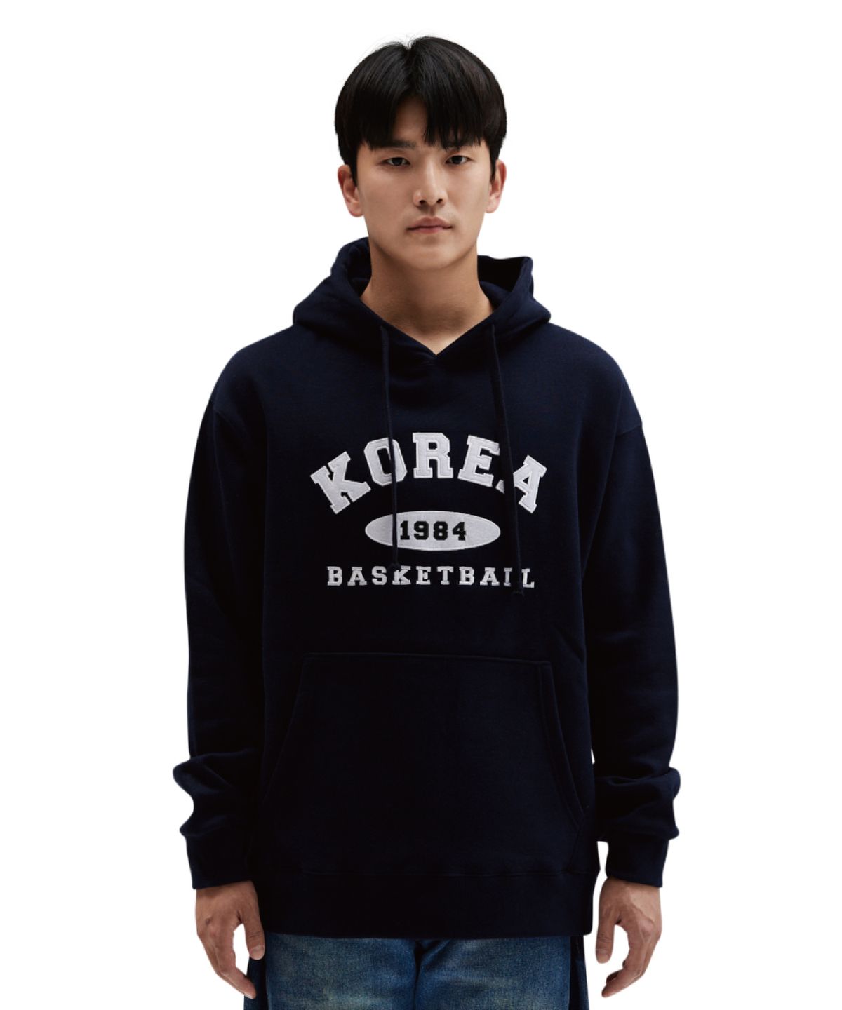 버저비터(BUZZERBEATER) 코리아 농구 아치 로고 후드_네이비