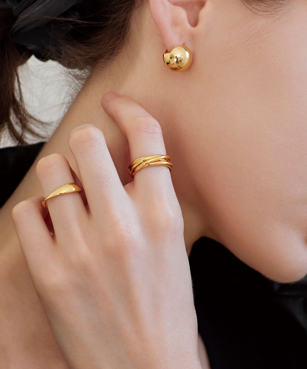 디모멘트(DMOMENT) Ava 레이어드 링 반지(14k gold plated)_2Color