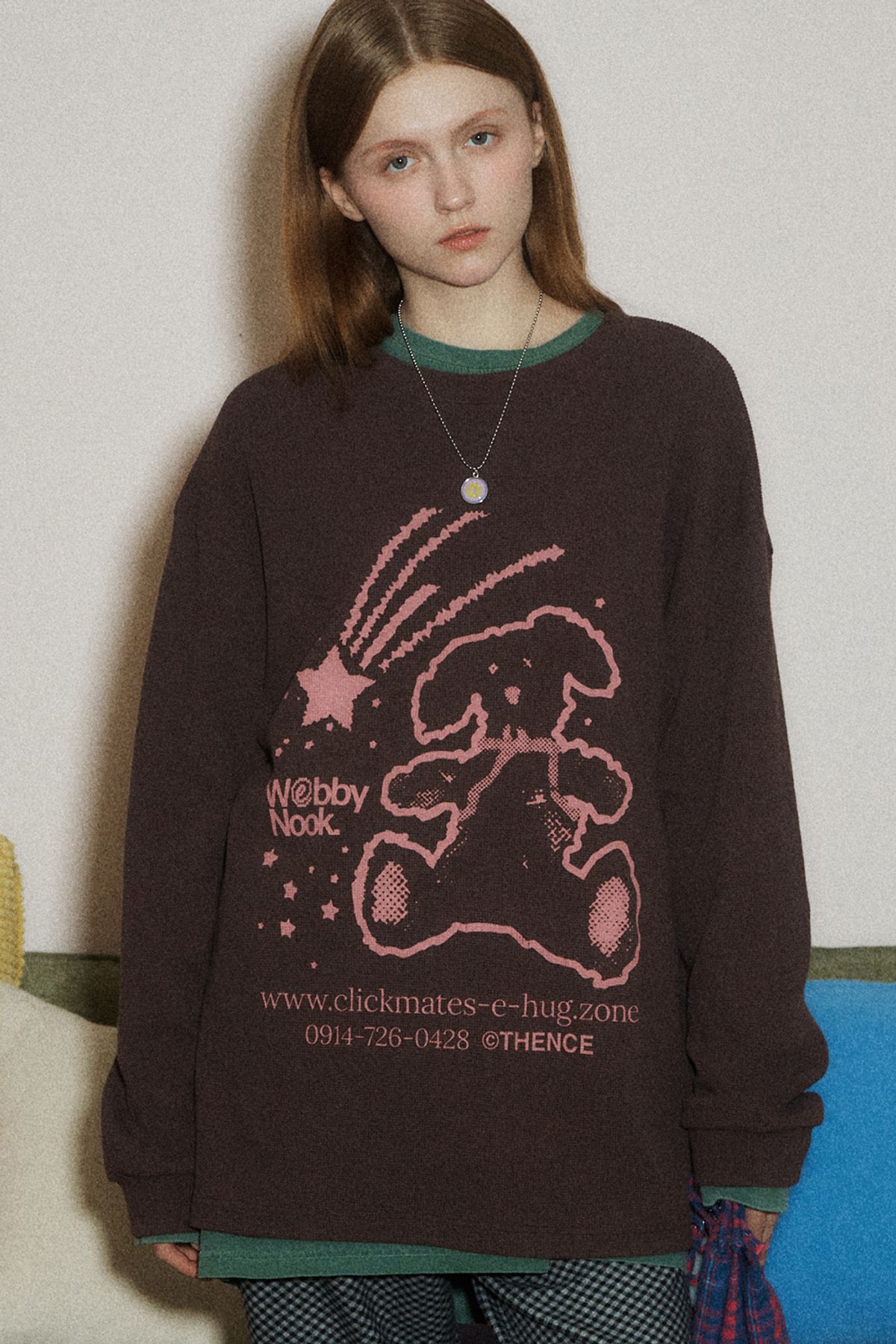 덴스(THENCE) Waffle Long Sleeve Tee_Brown