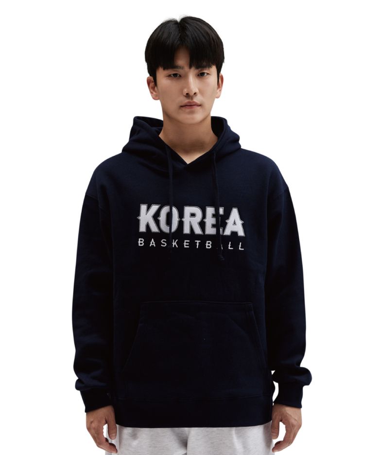 코리아 내셔널 자수 로고 후드_네이비