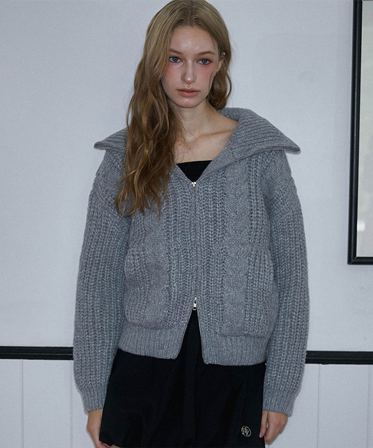 로제프란츠(ROSEFRANTZ) Two-way Twist Knit Zip-up [Gray]