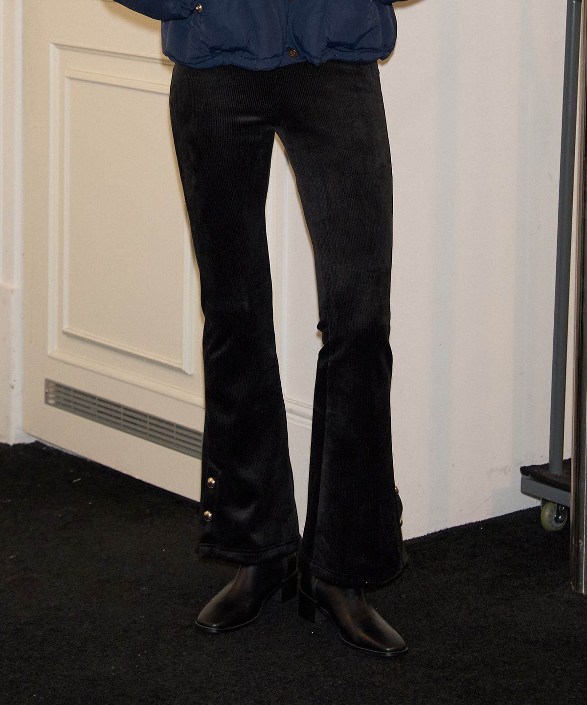 살롱 드 욘(SALON DE YOHN) Velvet Boots Cut Pants_ Black