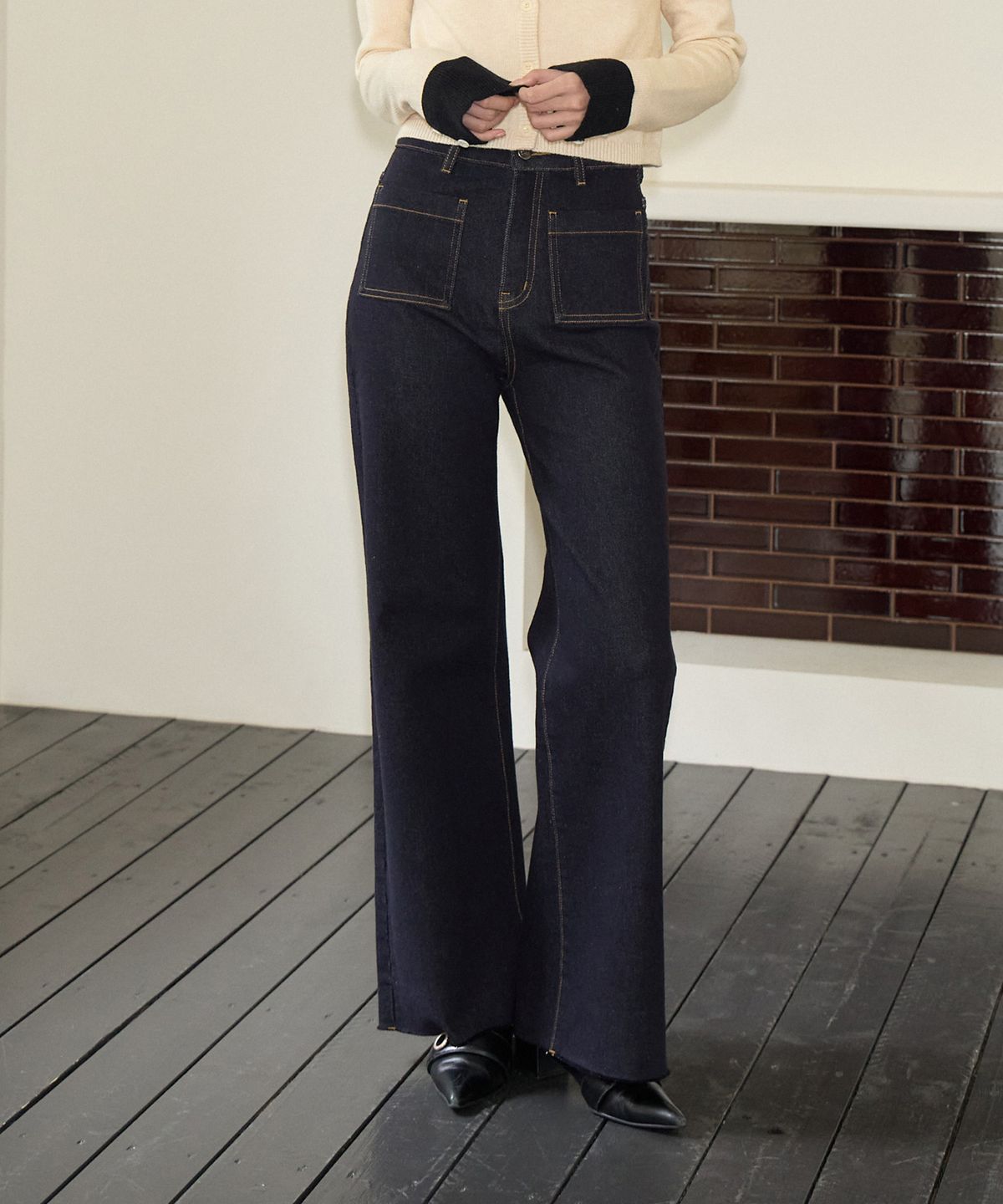 살롱 드 욘(SALON DE YOHN) Wide Denim Pants_ Raw