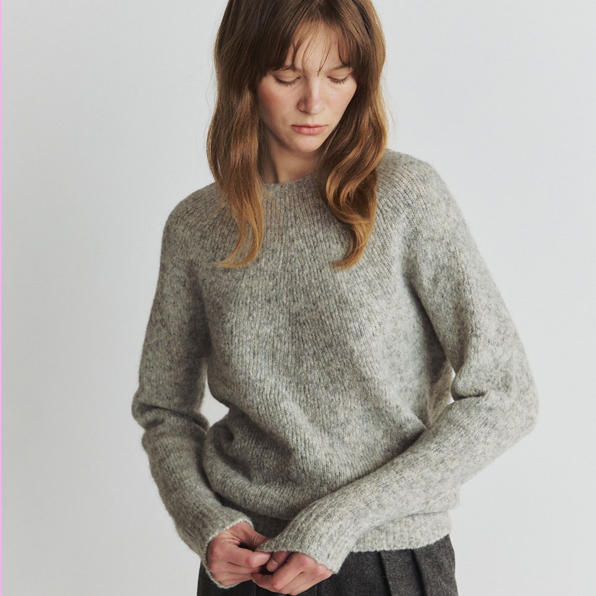 노우드(NOEUD) Mohair wholegament raglan knit (Gray)