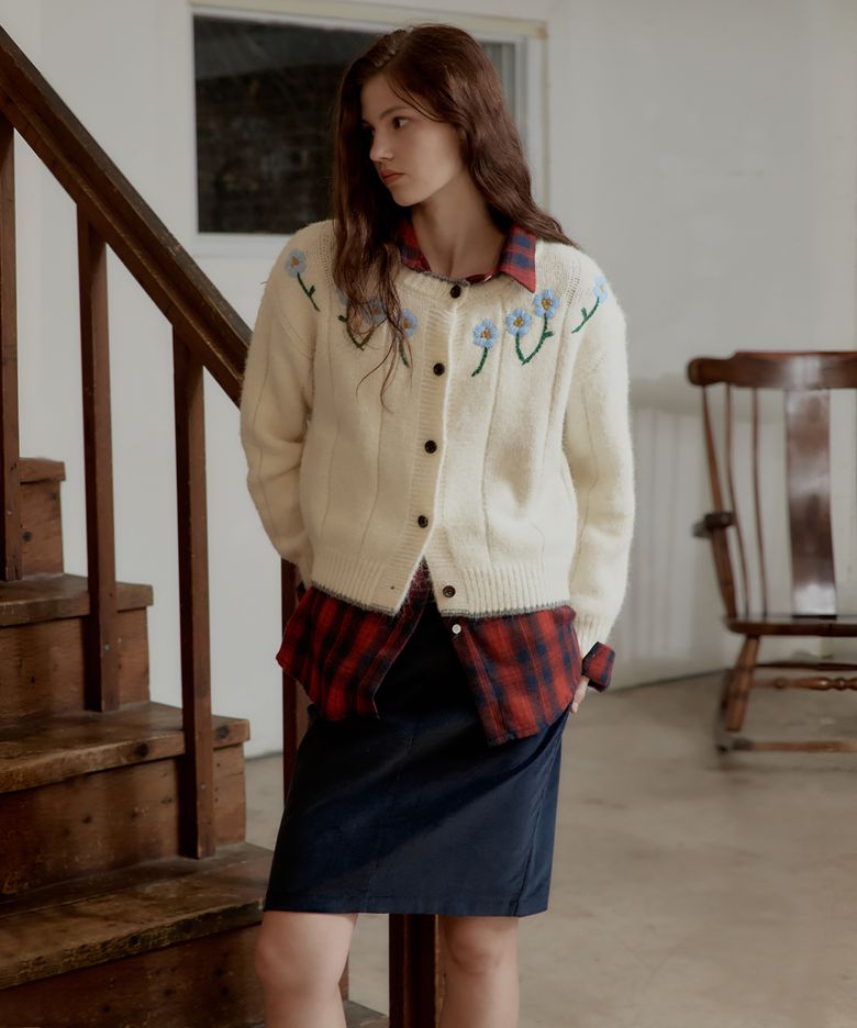Corduroy Banding Skirt_Navy