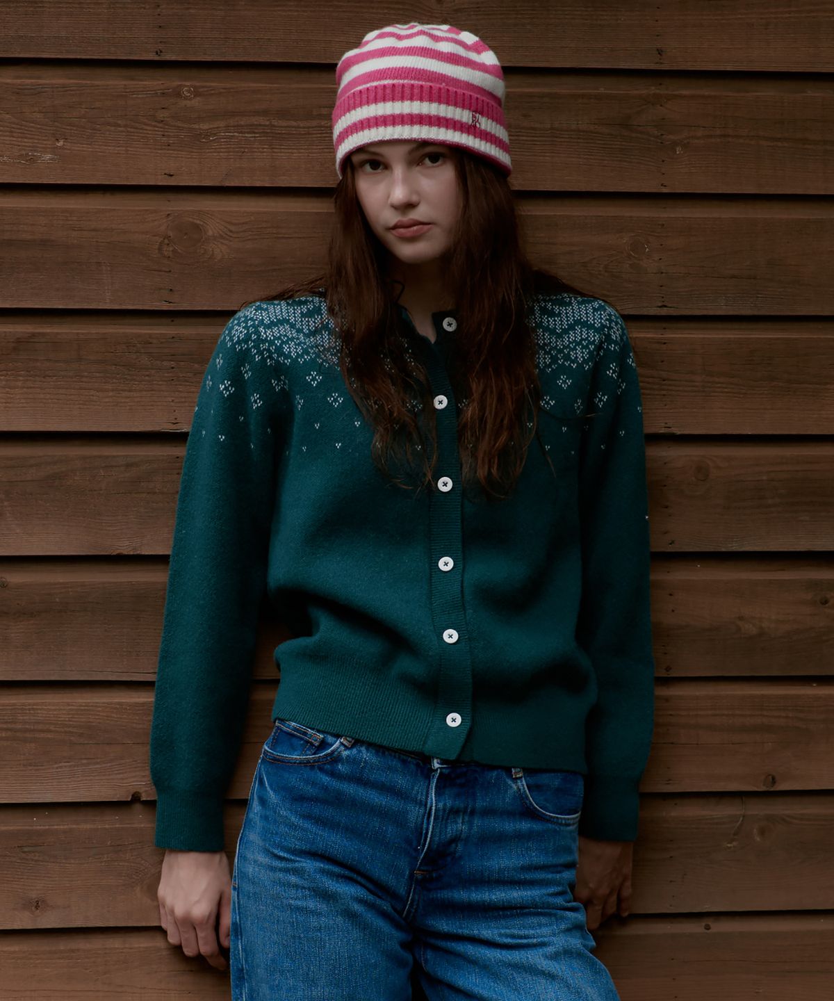 스튜디오앤파르크(STUDIO&PARC) Nordic knit Cardigan_Green