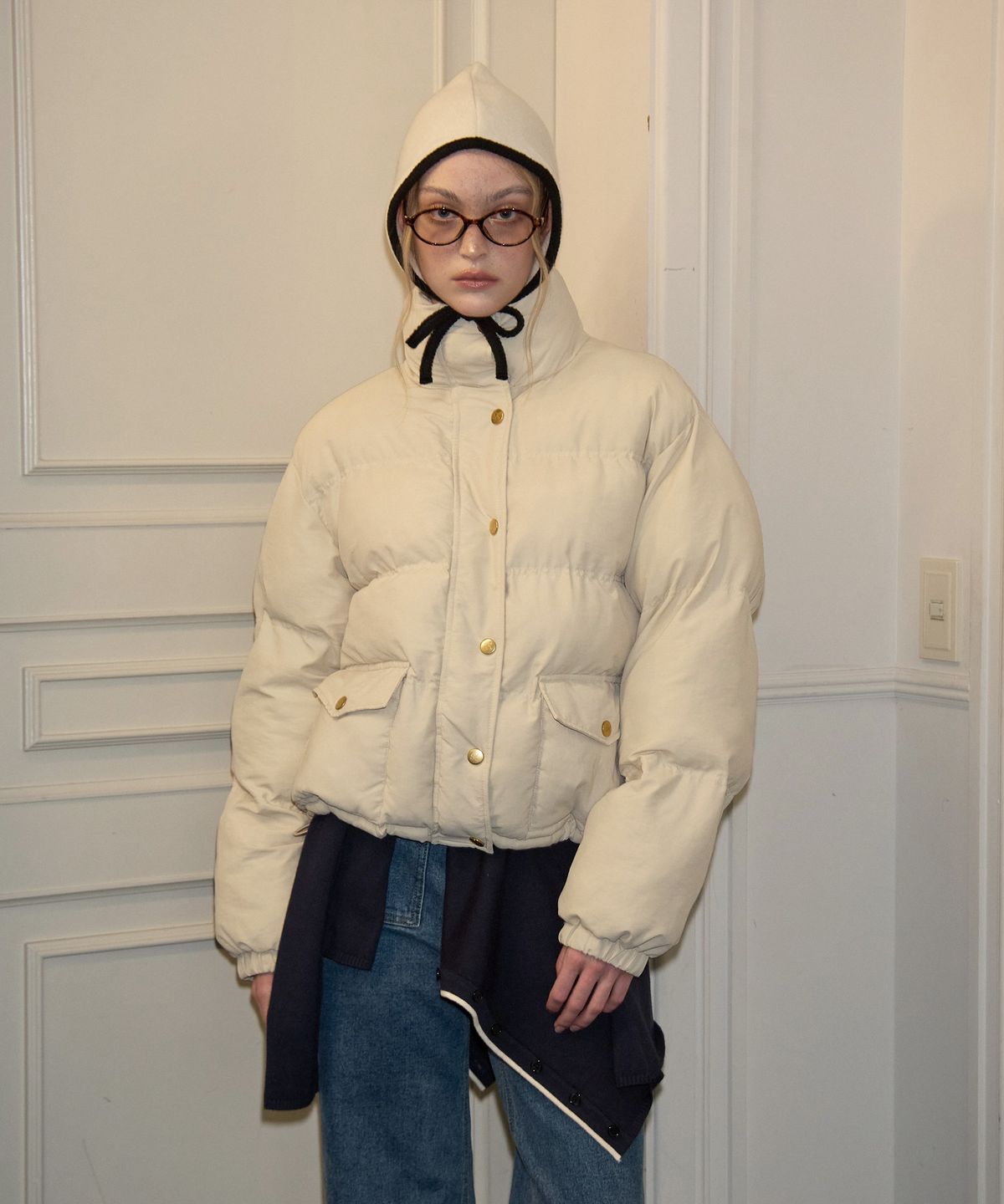살롱 드 욘(SALON DE YOHN) Classic Puffer Jacket_ Ivory