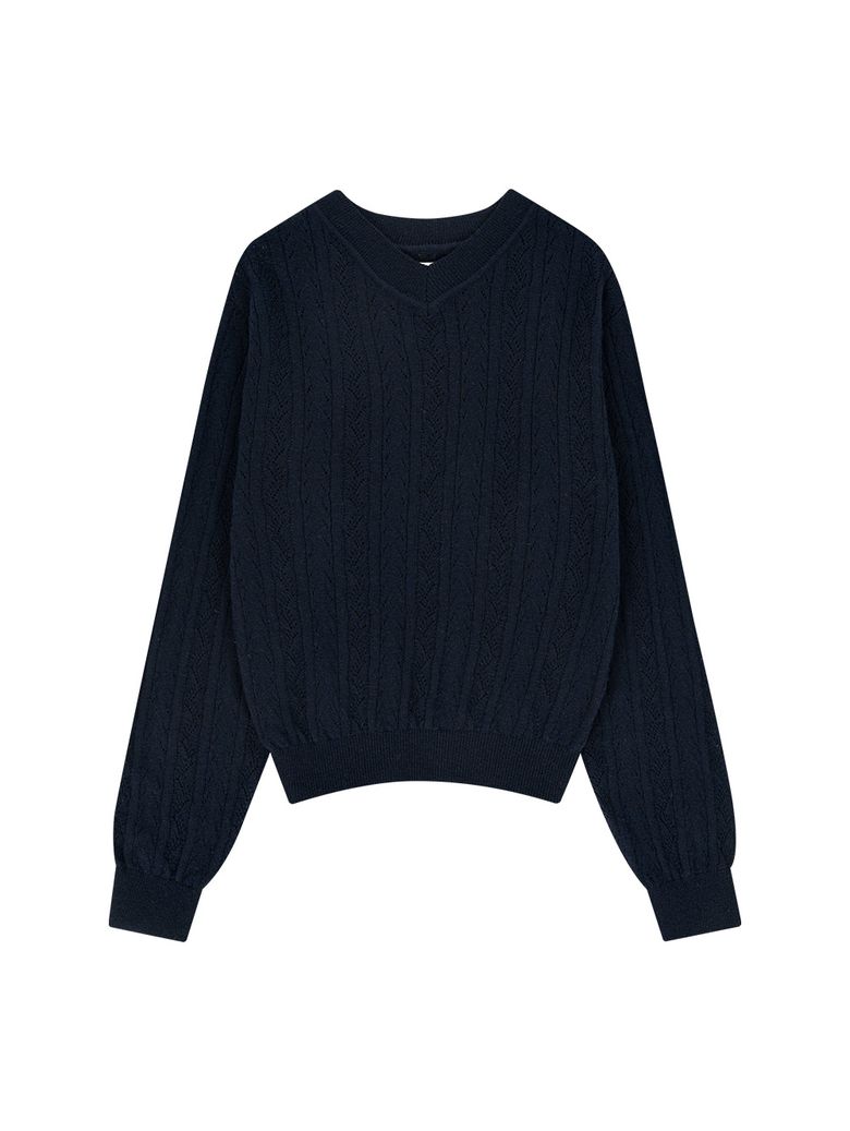 V-NECK SWEATER [NAVY]
