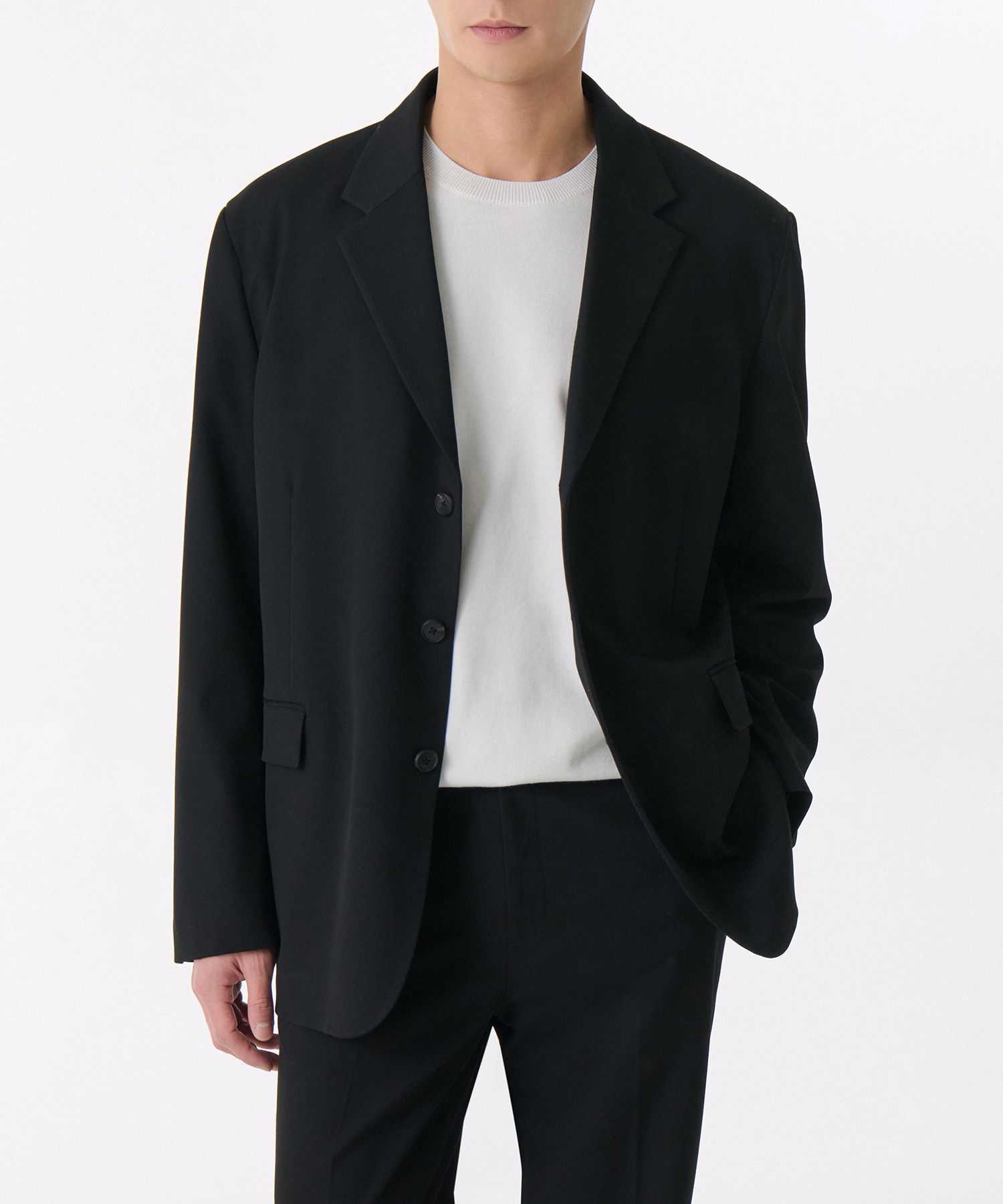 MUSINSA | MUSINSA STANDARD Oversized 3 button blazer [Black]