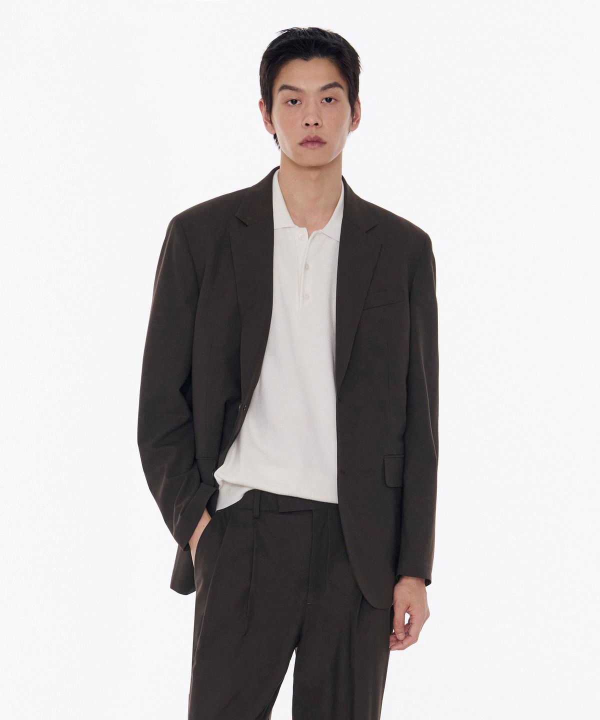 무신사 스탠다드(MUSINSA STANDARD) 썸머울 릴렉스드 베이식 블레이저 [브라운]