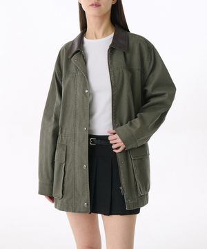 우먼즈 워시드 코튼 헌팅 재킷 [카키]