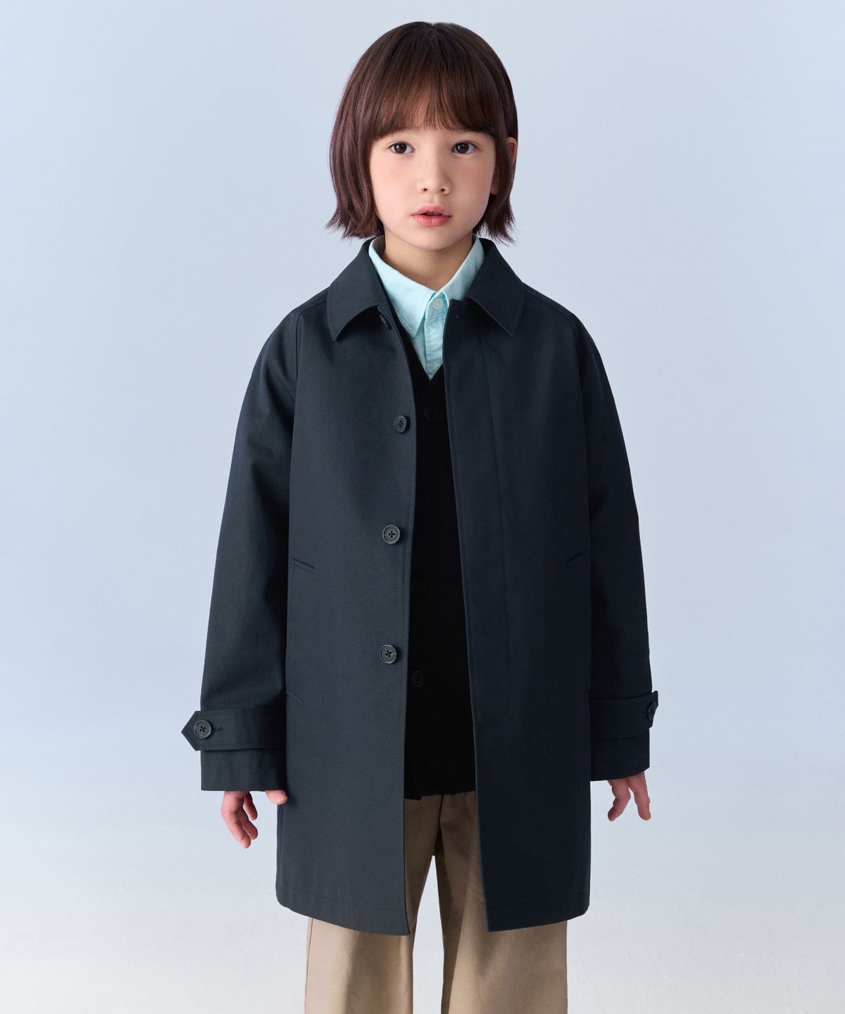 무신사 스탠다드 키즈(MUSINSA STANDARD KIDS) 코튼 발마칸 코트 [네이비]