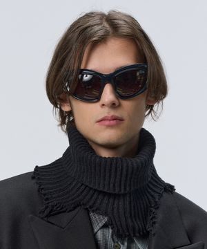 디스트레스드 울 코튼 넥 워머 [블랙]