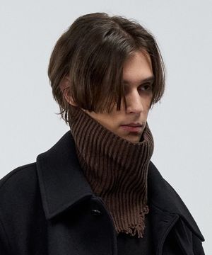 디스트레스드 울 코튼 넥 워머 [브라운]