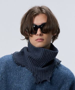 디스트레스드 울 코튼 넥 워머 [멜란지 블루]