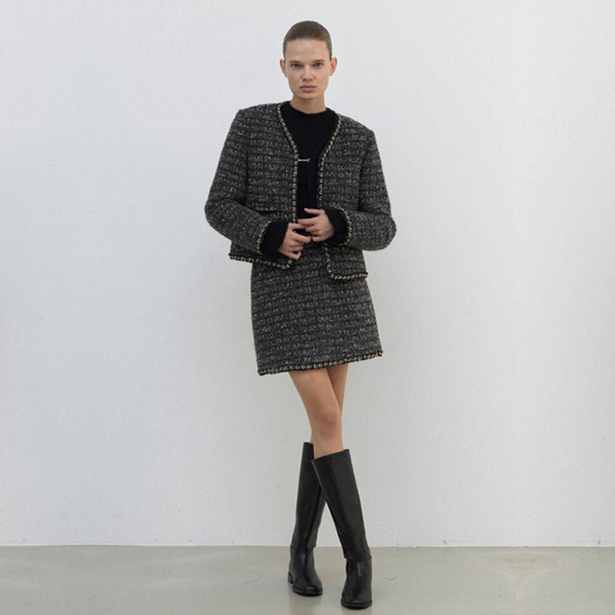 아틀리에 나인(ATELIER NAIN) CHAIN SET-UP TWEED SKIRT(SK-4977)