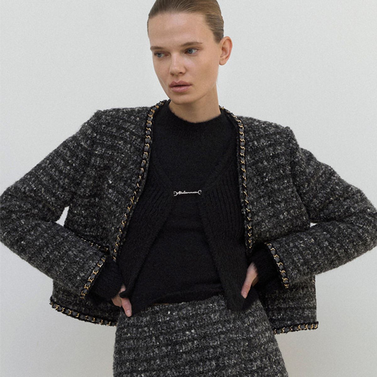 아틀리에 나인(ATELIER NAIN) CHAIN SET-UP TWEED JACKET(JK-2994)