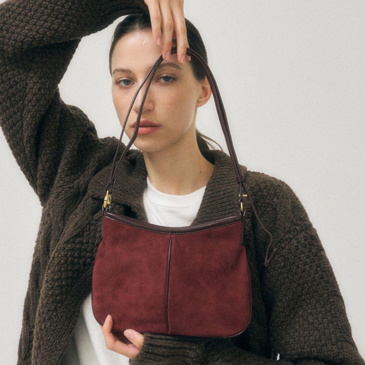 쿠론(COURONNE) Love Shoulder 23 Suede (Wine)_RIBSX24642WIX