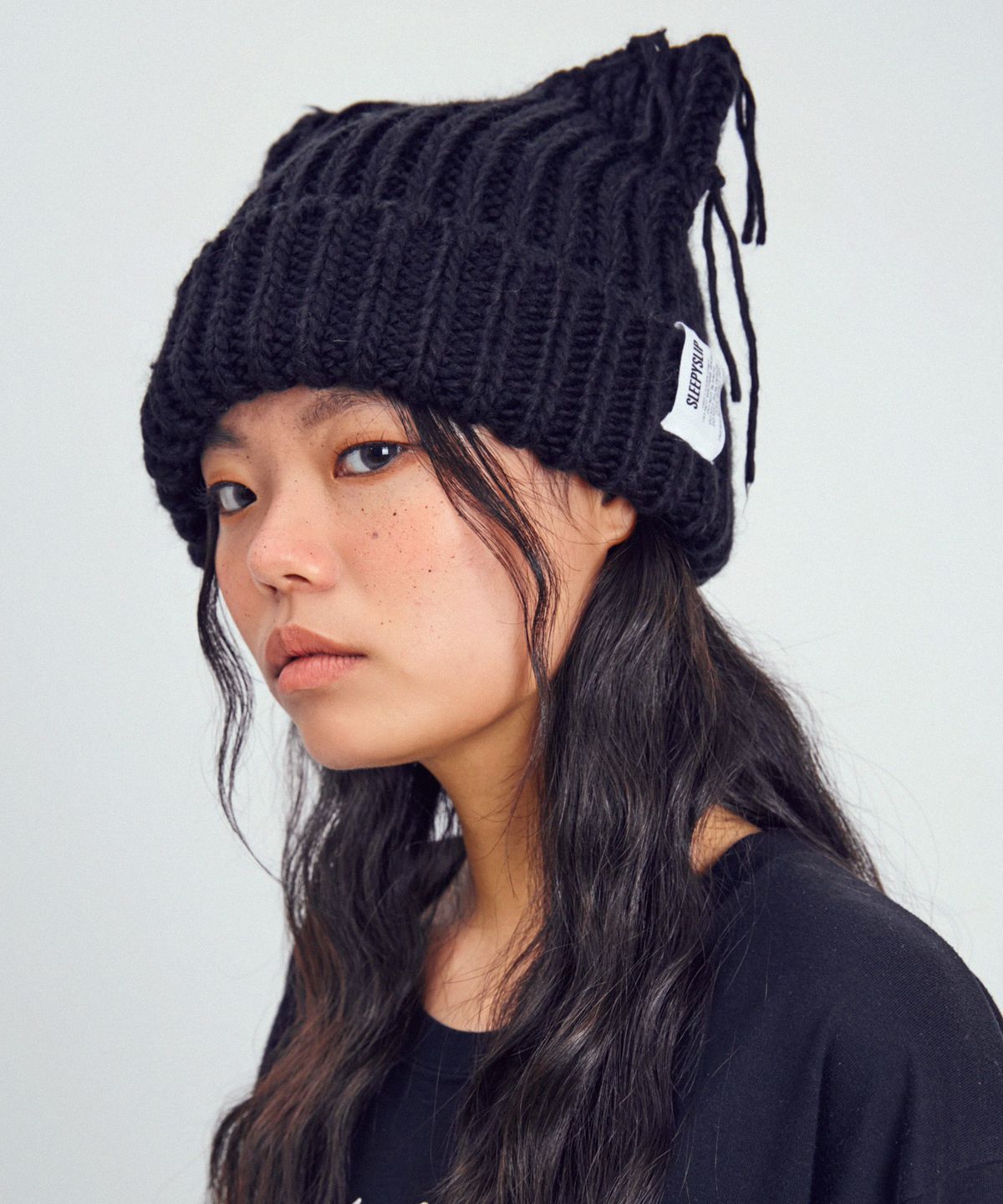 슬리피슬립(SLEEPYSLIP) BREAD BLACK BEANIE