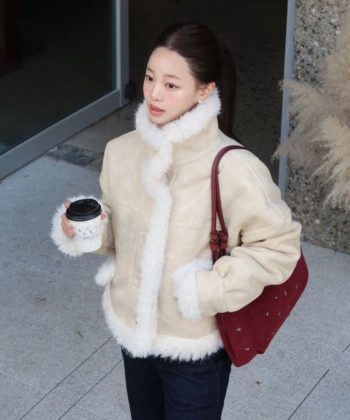 시어링 카라 무스탕 코트 [BEIGE] / WBE4L10525 source detail 15