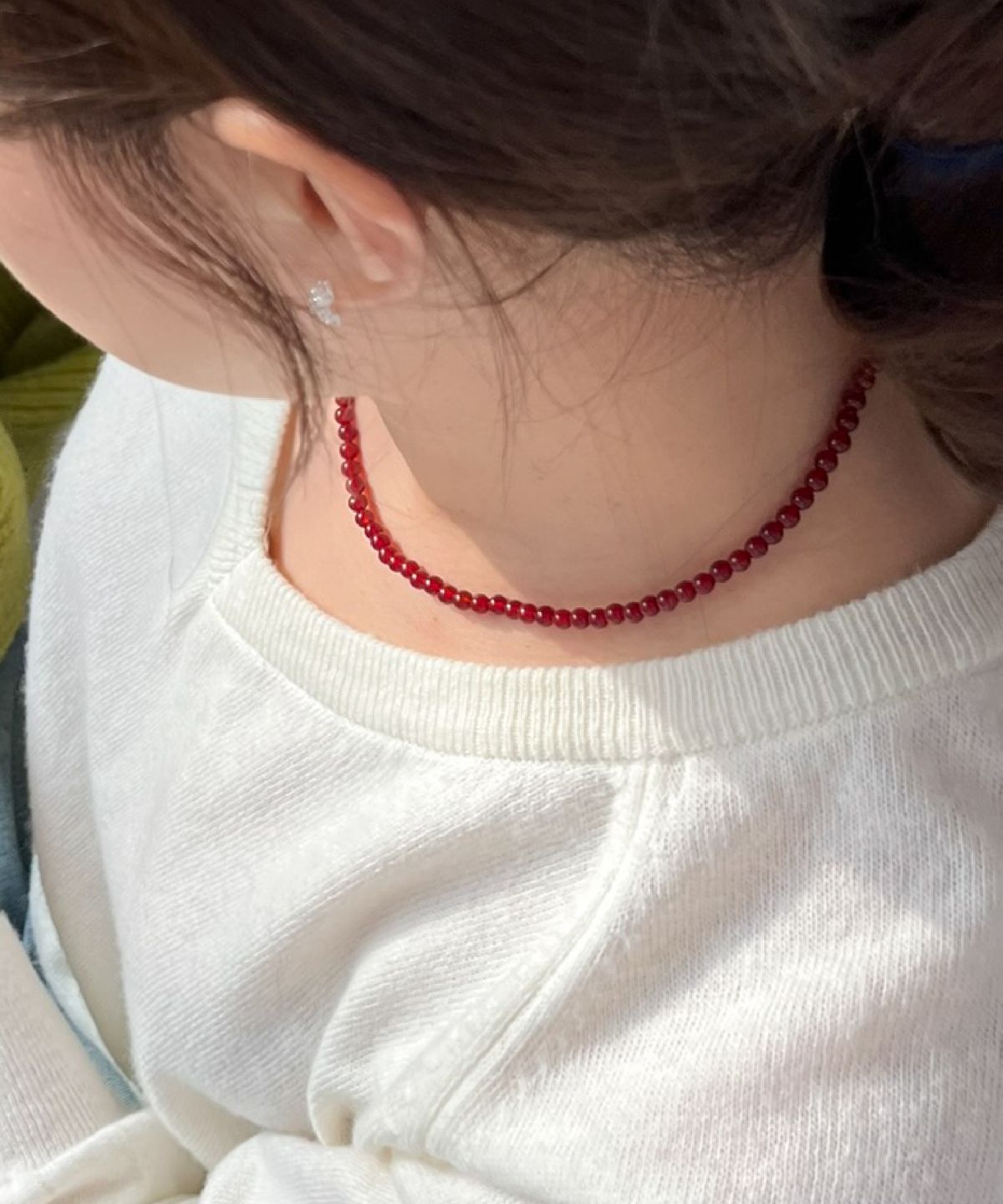바라두(BARADU) [BARADU 925] Red gemstone bead necklace