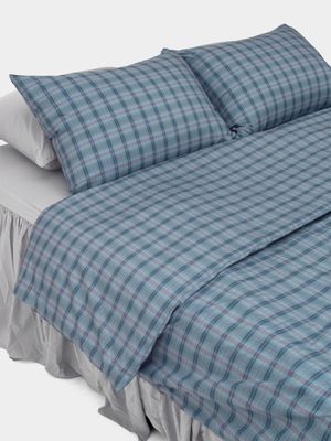 논더스트 빈티지 체크 알러지케어 이불커버 - 블루 3size